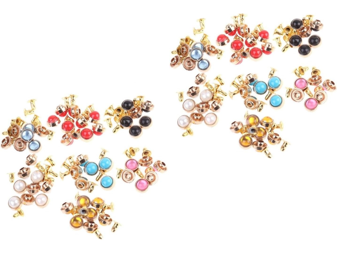Conjunto De 140 Rebites Semicirculares De Liga Metálica Para Joias E Decoração, Em Diversas Cores, Para Calçados E Roupas.