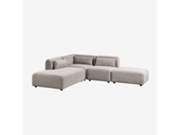 Sklum Sofá Modular De Canto Em 3 Peças Com Chaise Longue À Esquerda E Puff Fogler Poliéster                       Bombazina Toupeira Claro
