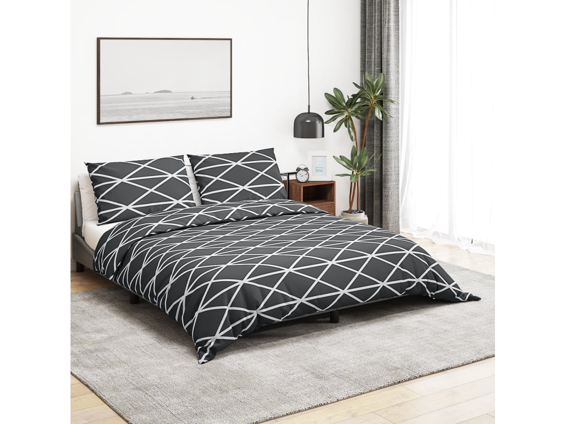 Vidaxl Conjunto De Capa De Edredão 220x240 Cm Algodão Cinza