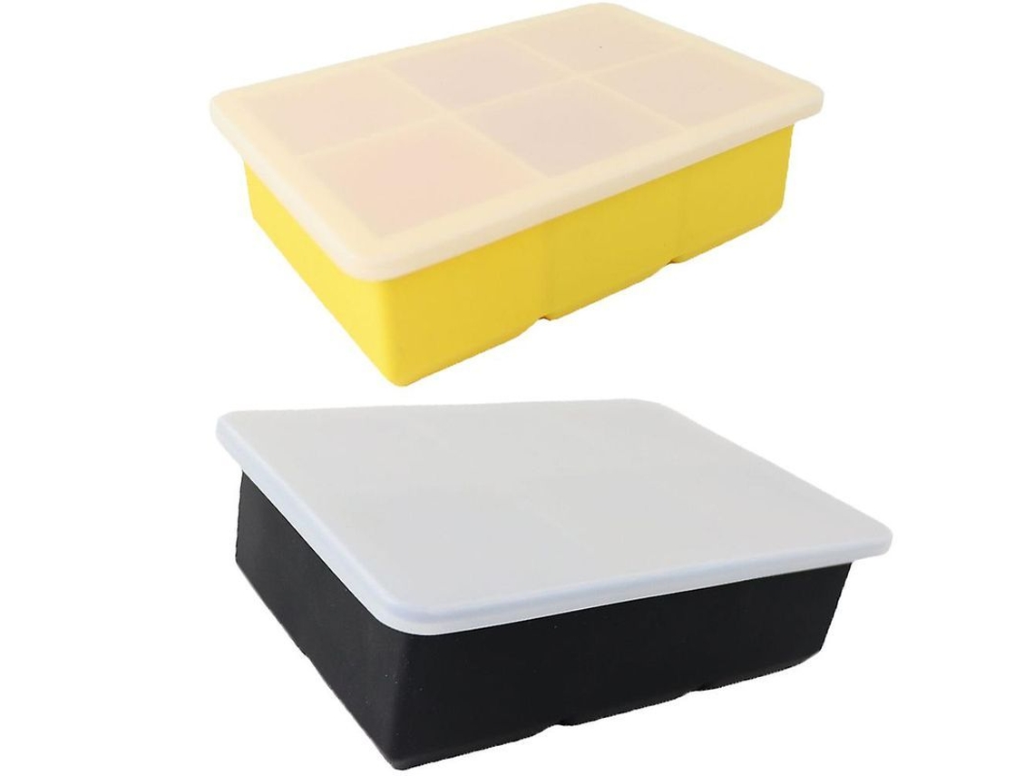 Moldes De Gelo Reutilizáveis Flexíveis Para Bebidas Frias, Café Gelado E Congelar Sopas, Caldos E Bebidas Preto*amarelo