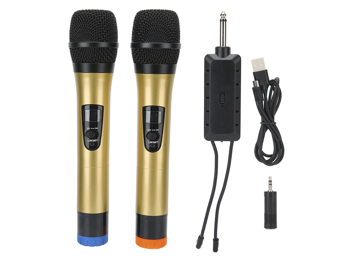 Conjunto de 2 microfones sem fio VHF de mão estável para KTV karaoke festas | S/MARCA