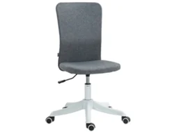 Cadeira de Escritório com Rodas de Altura Ajustável e Estofamento de Linho Sintético para Escritório Ou Escritório 53x43x85 93 Cm Cinza Ge