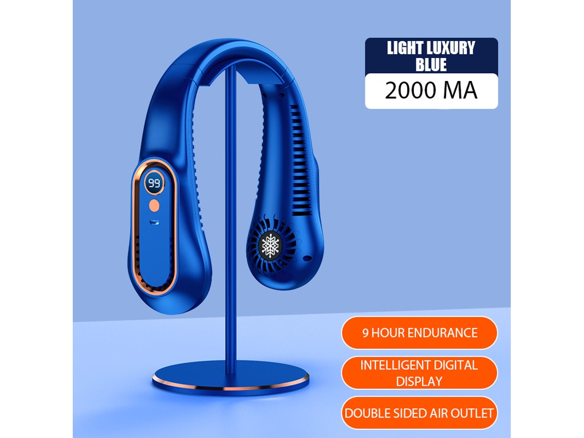 Ventilador de Pescoço MDUG, visor digital, sem hélices, portátil, recarregável USB