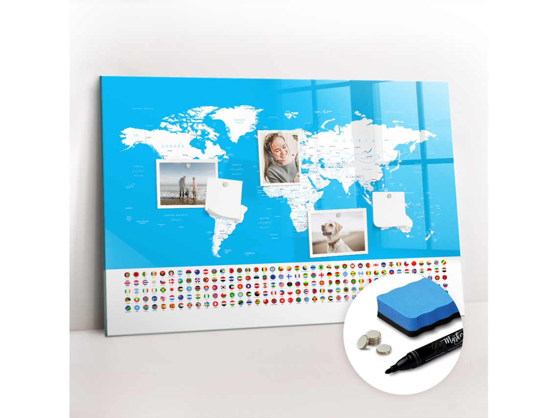 Quadro Magnético Mapa De Contorno De Países Para O Corredor Espelharte (90x60 Cm)