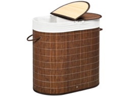 Cesto De Roupa De Bambu 100l Com 2 Compartimentos 62,5x37x60,5cm Marrom