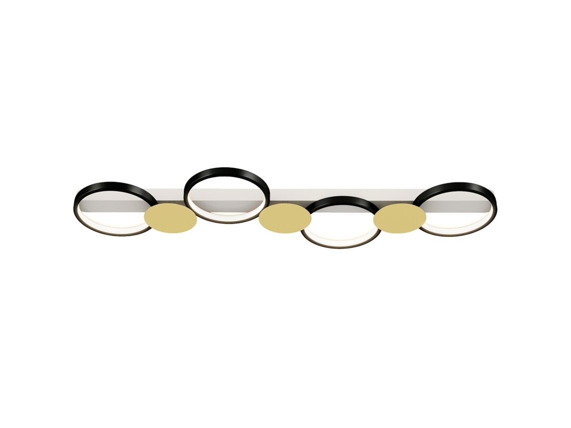 Candeeiro Teto 4 Focos Controlo Remoto 1500lm 38w 3000k 6500k Preto Dourado