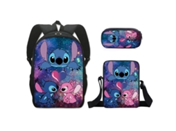 Mochila Escolar Stitch, Conjunto de 3 Peças, 40 Cm 2, Ideal para Crianças, Educativo, Durável STELASPLEN (16 Polegadas)