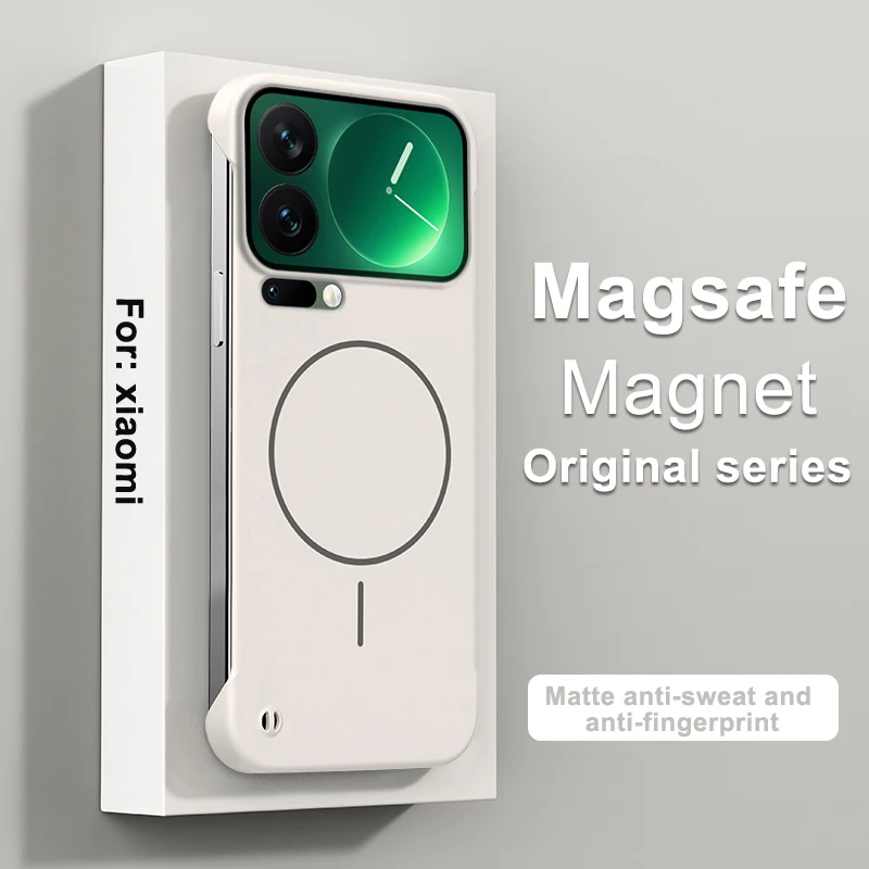 Capa Magnética Sem Moldura Para Celular (xiaomi 17 Branca), Em Policarbonato Rígido Fosco.