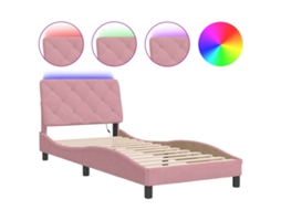 Bed Frame, Bed Frames Vidaxl Cor-de-rosa Veludo (90 X 190 Cm)