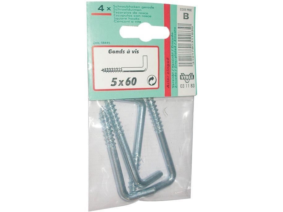 Dobradiça De Parafuso Aço Zincado 4x50 Mm Vynex
