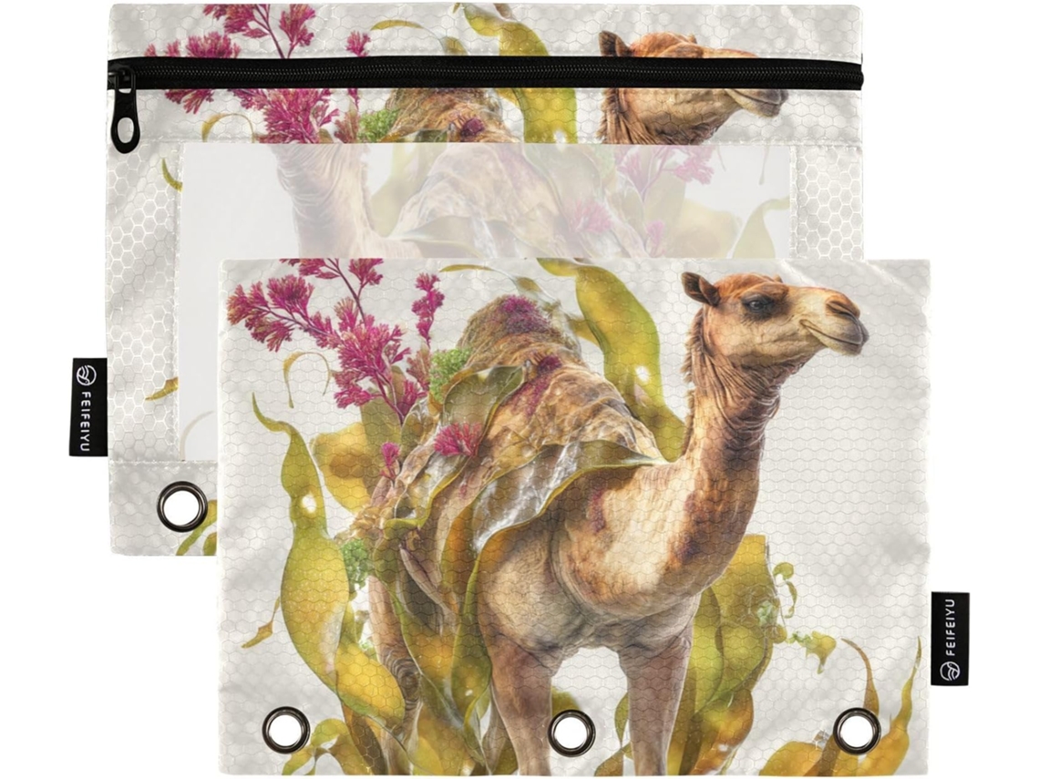 Pastas 3d Camel Fichários Com Janela Transparente, Fechamento Com Zíper, Cores Sortidas, Tamanho Em Polegadas, 3 Argolas