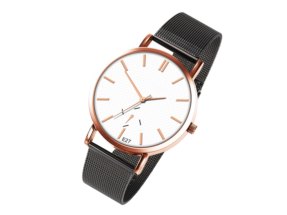 Reloj De Cuarzo De Pareja Con Correa De Malla, Estilo Casual Y Moderno (branco Ouro Rosa Preto)
