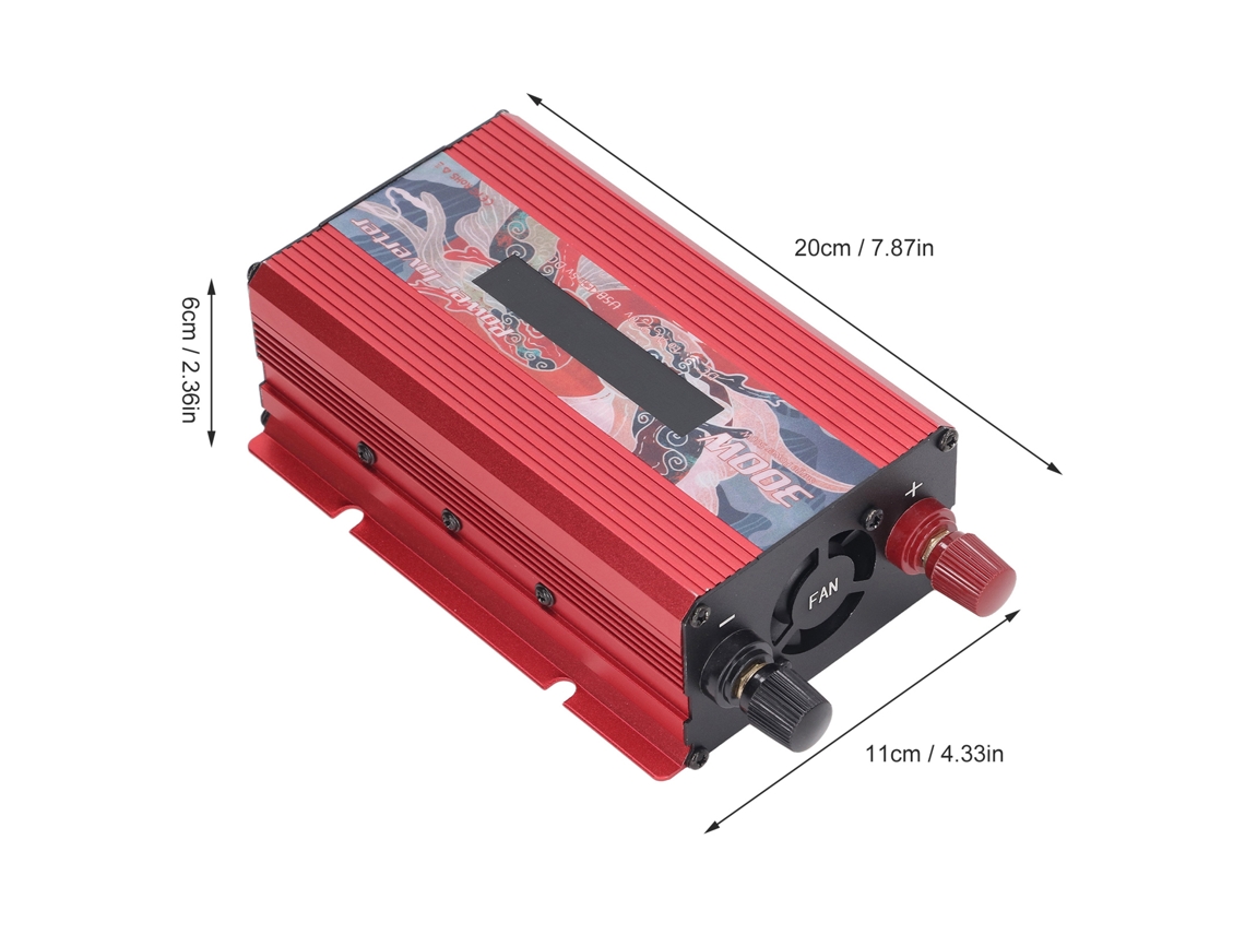 Inversor de energia para carro de 300 W, conversor solar CC para CA com ondas senoidais, USB de 2,0 A e display LCD.