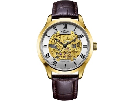 Relógio masculino marrom aço inoxidável Greenwich automático Gs02941/03 ROTARY