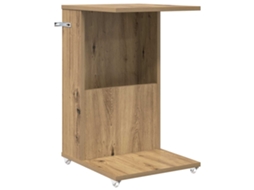 Mesa Lateral com Roda Carvalho Artesanal MAISON EXCLUSIVE (40x35x60 cm)