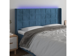 Cabecero de terciopelo con luces LED 163x16x118/128cm Azul Oscuro
