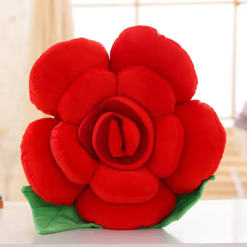 Almofada de Sofá Grande em Pelúcia em Formato de Rosa, Almofada Decorativa Floral MDUG (vermelho, 15 Cm)