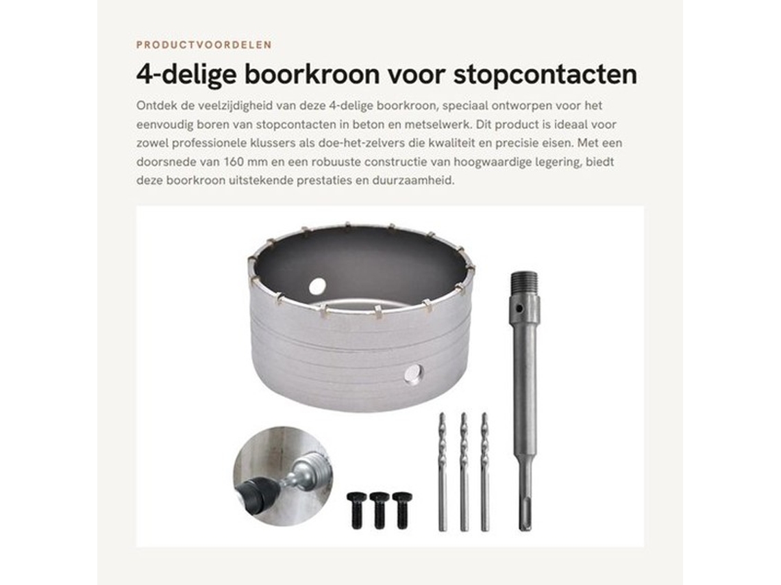 4-deliga Coroa Para Tomadas - Coroa De Concreto - Alta Qualidade Liga - 160 Mm Formato - Mais Adaptador - Apropriado Para Alvenaria