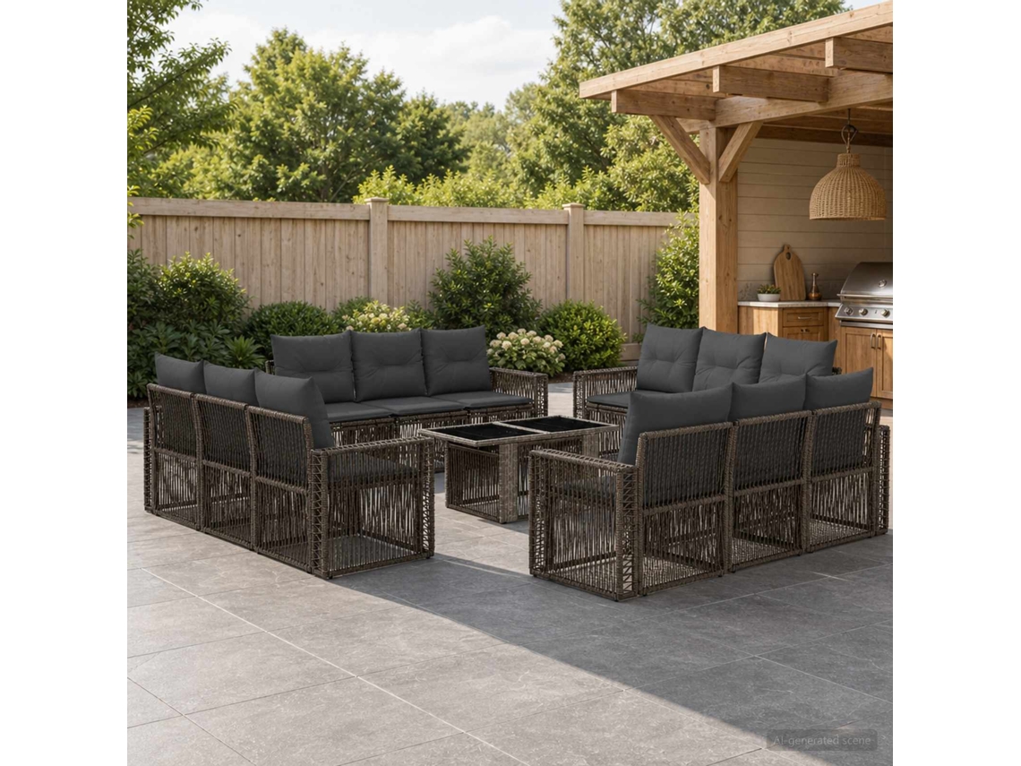Vidaxl Conjunto De Sofá De Jardim 13 Unid. Cinza E Cinza Escuro