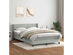 Vidaxl Cama Com Molas/colchão 160x220 Cm Veludo Cinzento-claro
