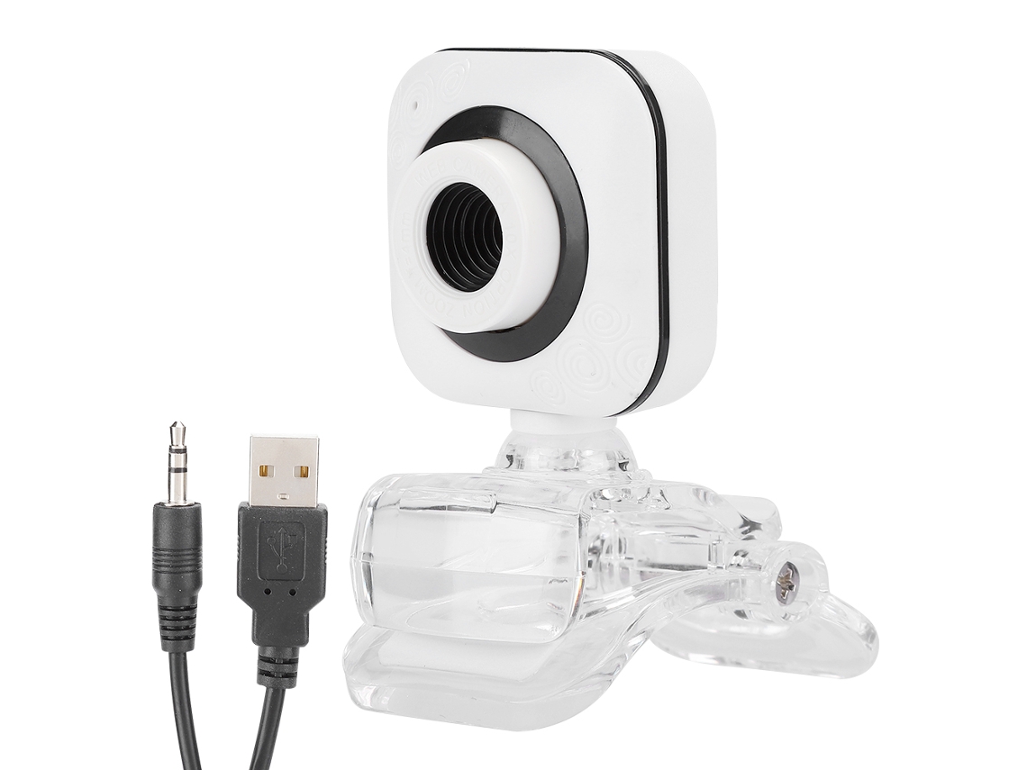 Webcam Para Computador Com Microfone Embutido, Acessórios Para Pc, 480p, Branca, Com Clipe Transparente.