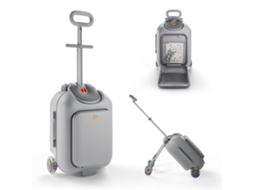 Mala De Cabine Infantil Kinderkraft Cabby 2 Em 1 Com Assento Dobrável 20l Rodas Led Pega Ajustável Cinzento