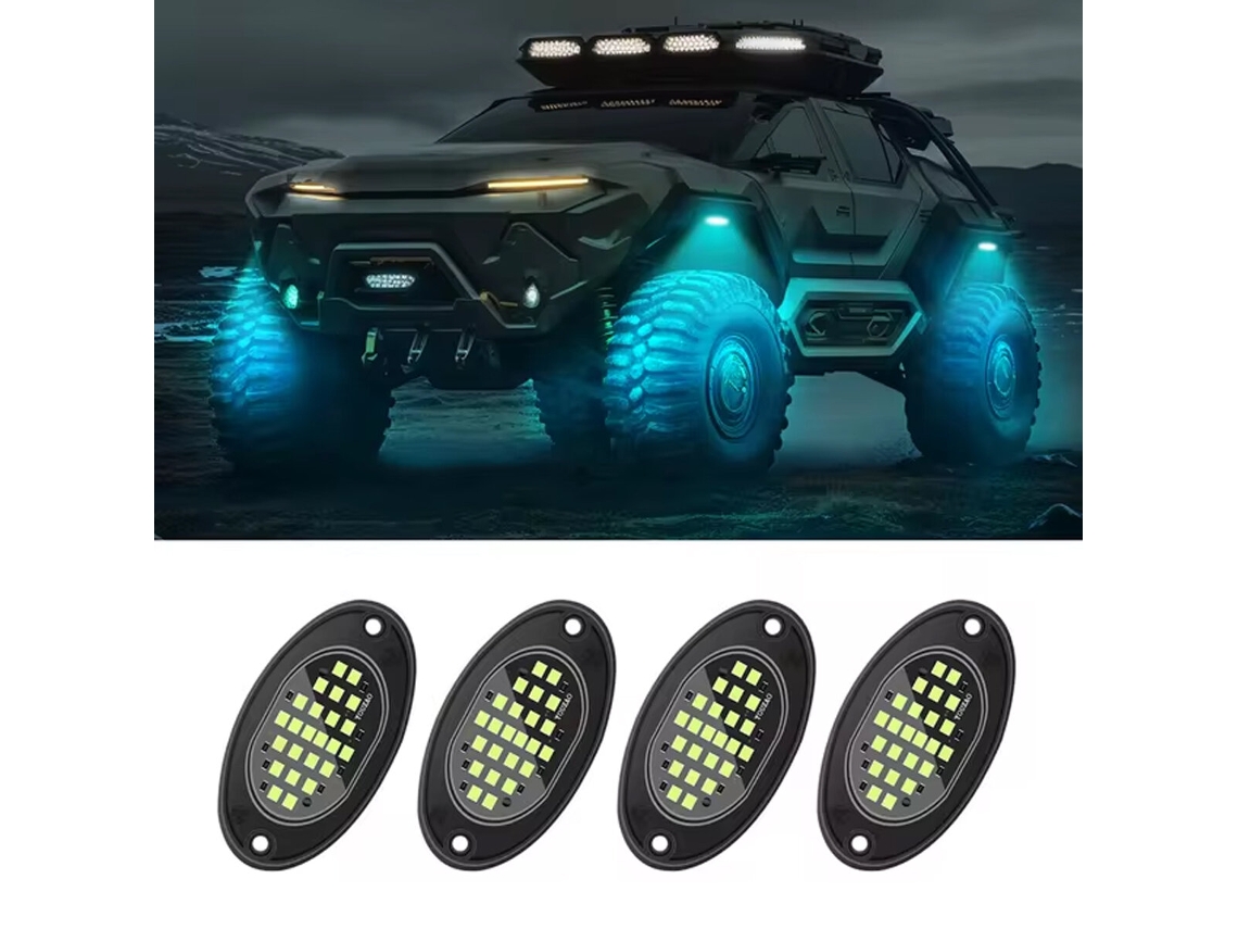 Luzes LED Subluminosas para Carros Azuis - 4 peças 8000lm, Luzes Atmosféricas, Grelha Modificada, Luzes Universais para Veículos Todo-Terreno
