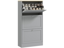 Sapateira Para 18 Pares Com 3 Gavetas Basculantes E Prateleiras Ajustáveis, 60x23,5x115 Cm, Cinza