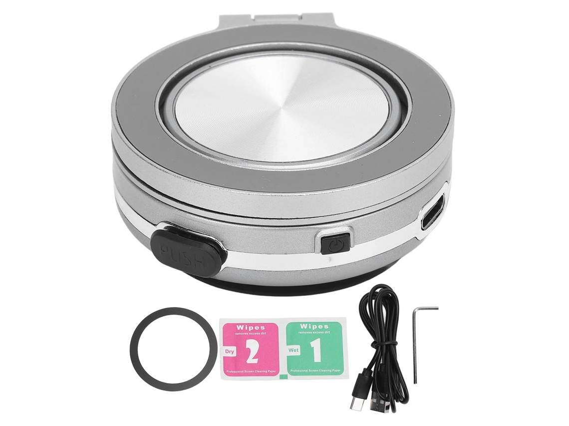 Suporte Magnético para Celular com Sucção a Vácuo 360° Rotação Portátil Prata para Carro Mesa Parede Transmissão Ao Vivo