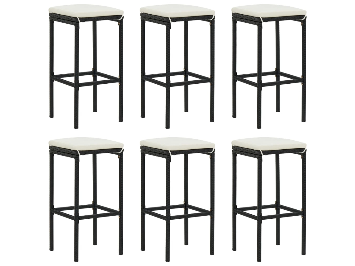 Bar Stool, Bar Stools Vidaxl Preto Rattan / Vime (n/a)