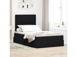 Vidaxl Cama De Armazenamento Led Com Colchão Preto 120 X 200 Cm Veludo