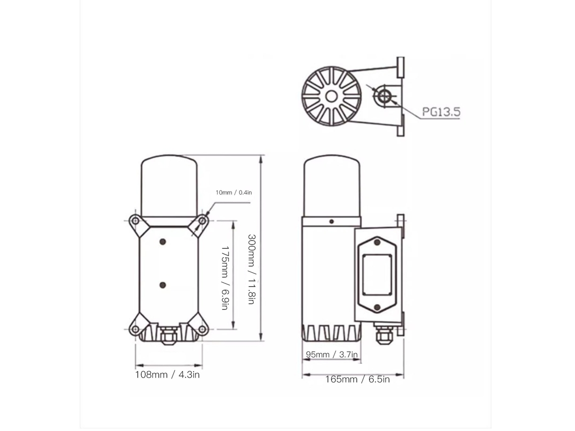 Alarme Industrial Audível E Visual Laxiscreed Com Ajuste De Volume Alto, Ideal Para Uso No Exterior