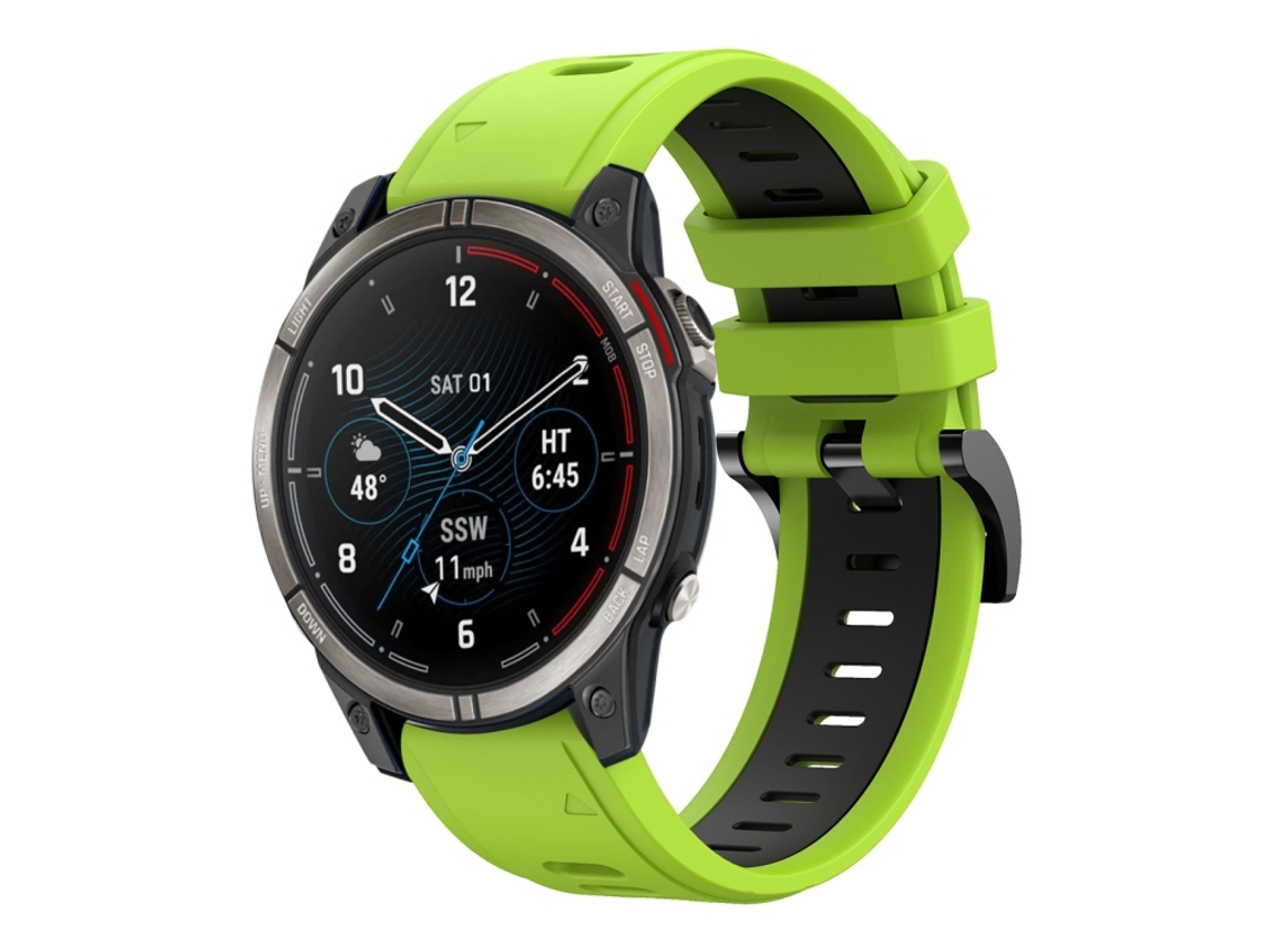 Bracelete Silicone Esportivo para Garmin Quatix 7 Pro XIAOMOYU (22mm) Limão e Preto