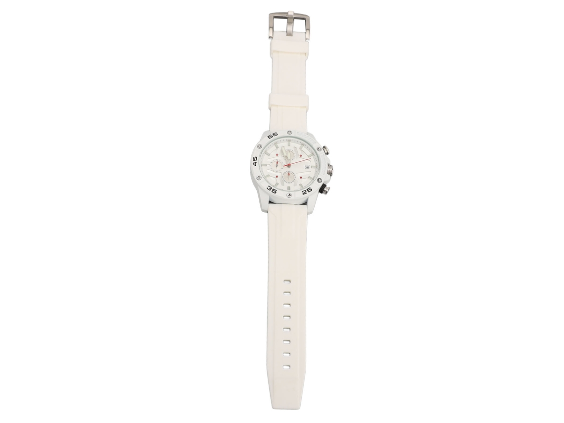 Relógio de Quartzo Multifuncional Resistente À Água Pulseira de Silicone Casual Masculino Branco