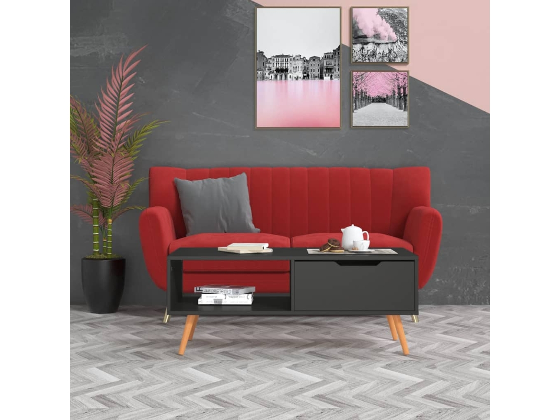 Vidaxl Mesa De Centro 100x49,5x43 Cm Derivados De Madeira Cinza
