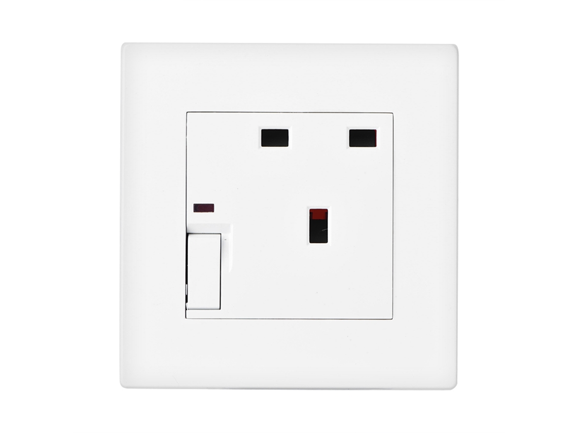 Tomada com Interruptor EOOCOO, Padrão Britânico, 16a, Tomada de Parede Branca