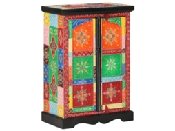 Vidaxl Aparador Pintado À Mão Com Portas 53x30x75 Cm Mangueira Maciça