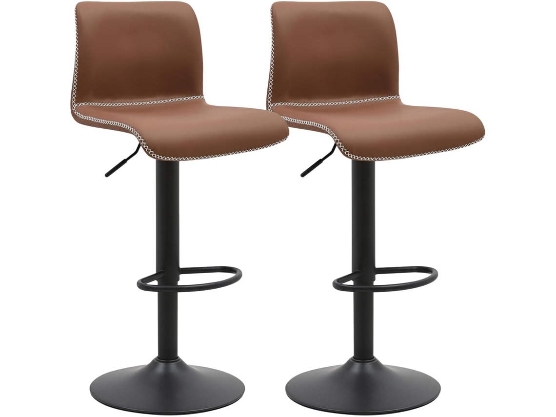 Conjunto De 2 Banquetas De Bar Henchy Em Couro Sintético Marrom