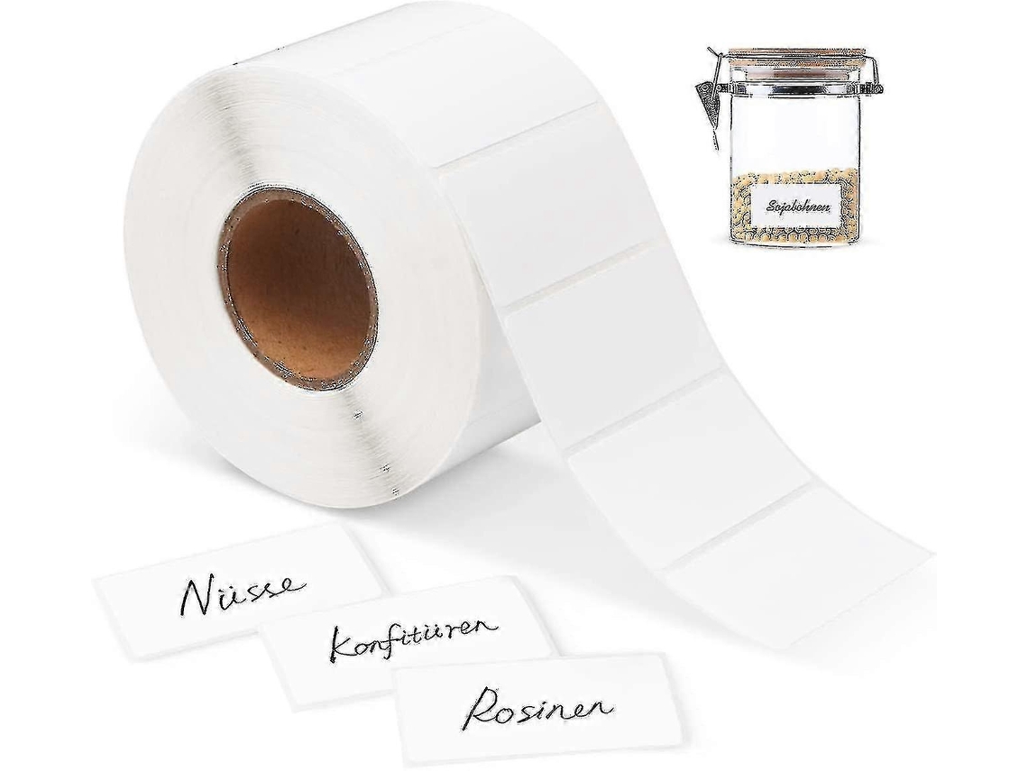 Kit de 1000 Etiquetas Adhesivas Blancas 6x3 Cm para Oficina, Cocina Y Almacenamiento