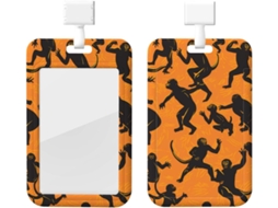 Porta Crachá Com Estampa De Macacão Preto Gibbon, Com Cordão, Capa Protetora De Plástico Impermeável Crachás, Ideal