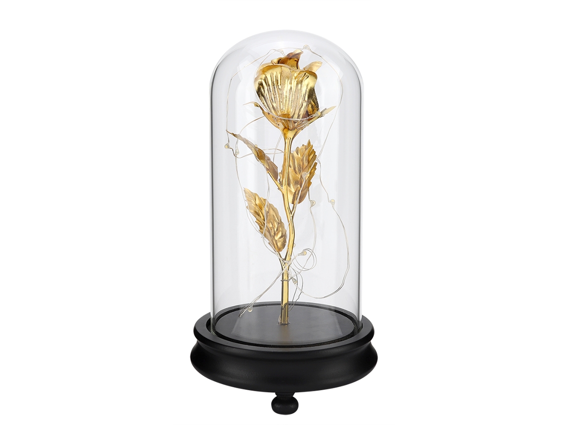 Lâmpada de Mesa Led Rosa Artificial com Capa de Vidro