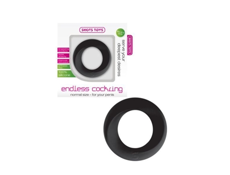 Anel Peniano De Silicone Preto - Shots Toys - Tamanho M - Para Uma Ereção Duradoura