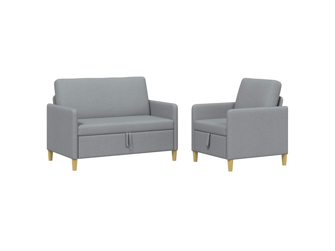 Conjunto de Sofá com Armazenamento 2 Pcs Cinzento claro SYFAX
