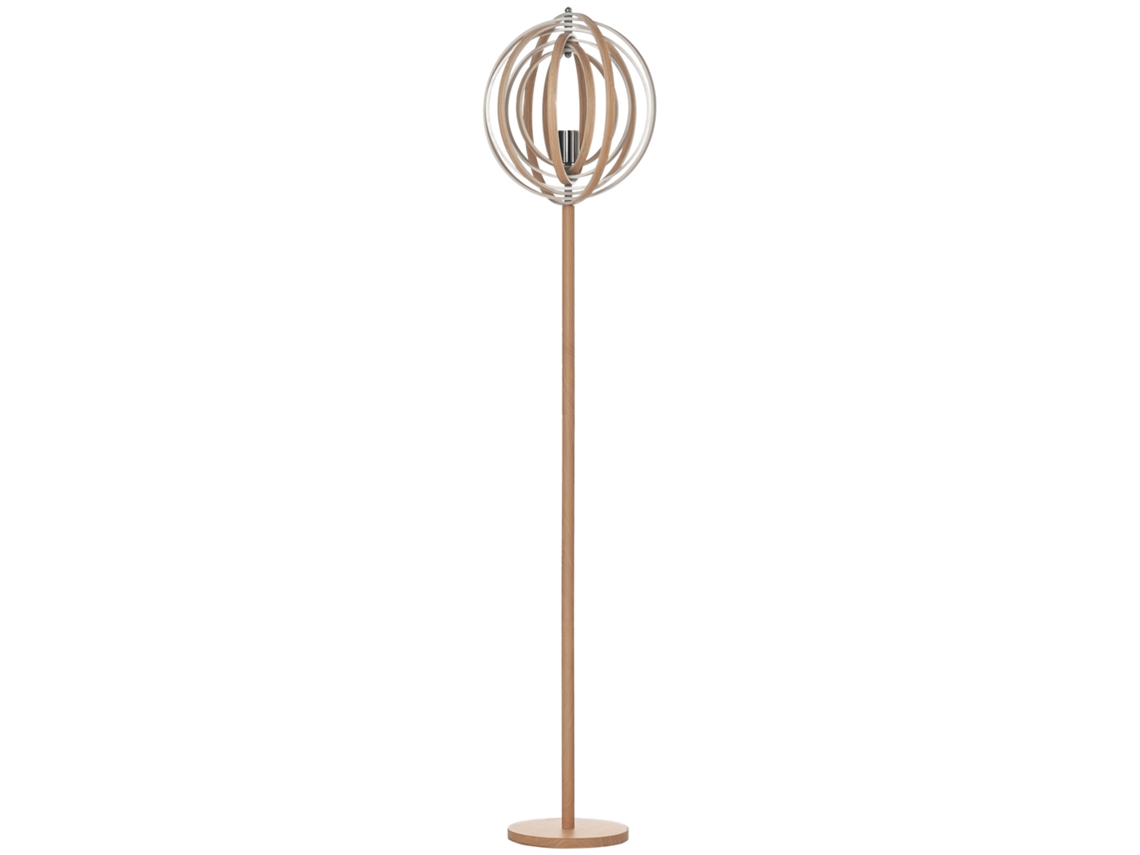 Lampada Da Terra Per Soggiorno Design, Paralume Con Anelli Regolabili Em Legno, Lampadine E27, Ф38 X 160 Cm