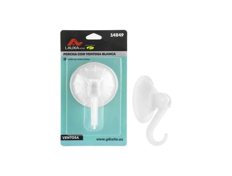 Cabide Com Ventosa Lauxa Home Branca, 7,2 Cm, Plástico, Resistência De 2 Kg, Pacote Com 12 Unidades.