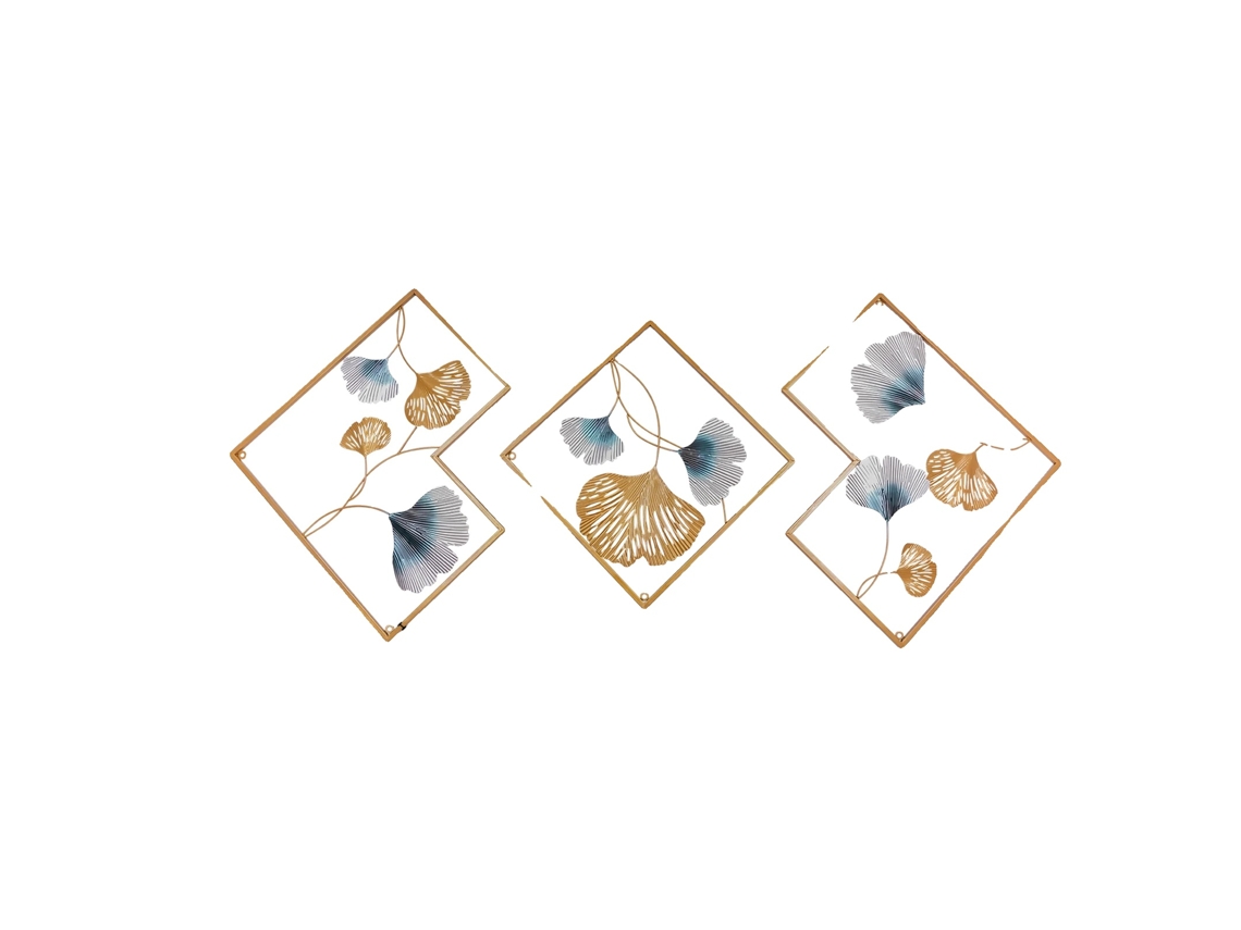 Arte De Parede, Construção Em Metal, Design Elegante, Ouro, 3pcs