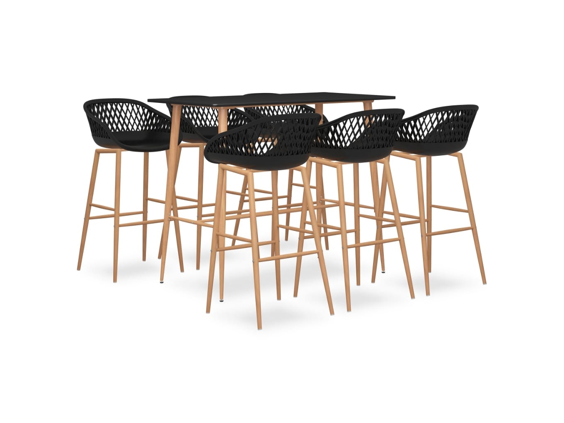 Vidaxl 7 Pcs Conjunto De Bar Preto