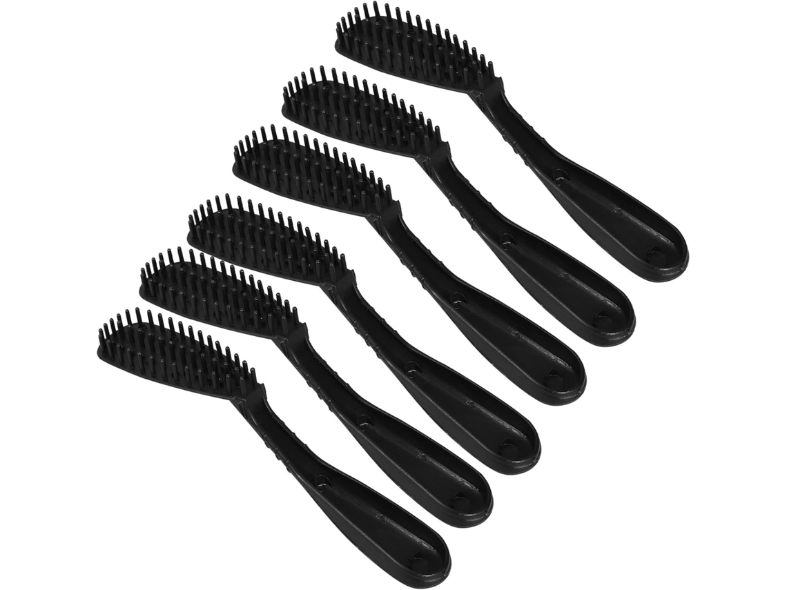 Conjunto De 6 Escovas De Cabelo Pretas Reutilizáveis Em Pp, Fáceis De Segurar.