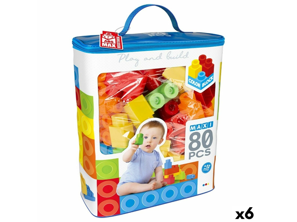 Conjunto de construção básica de blocos de cores (plástico, 80 peças, 12 meses)