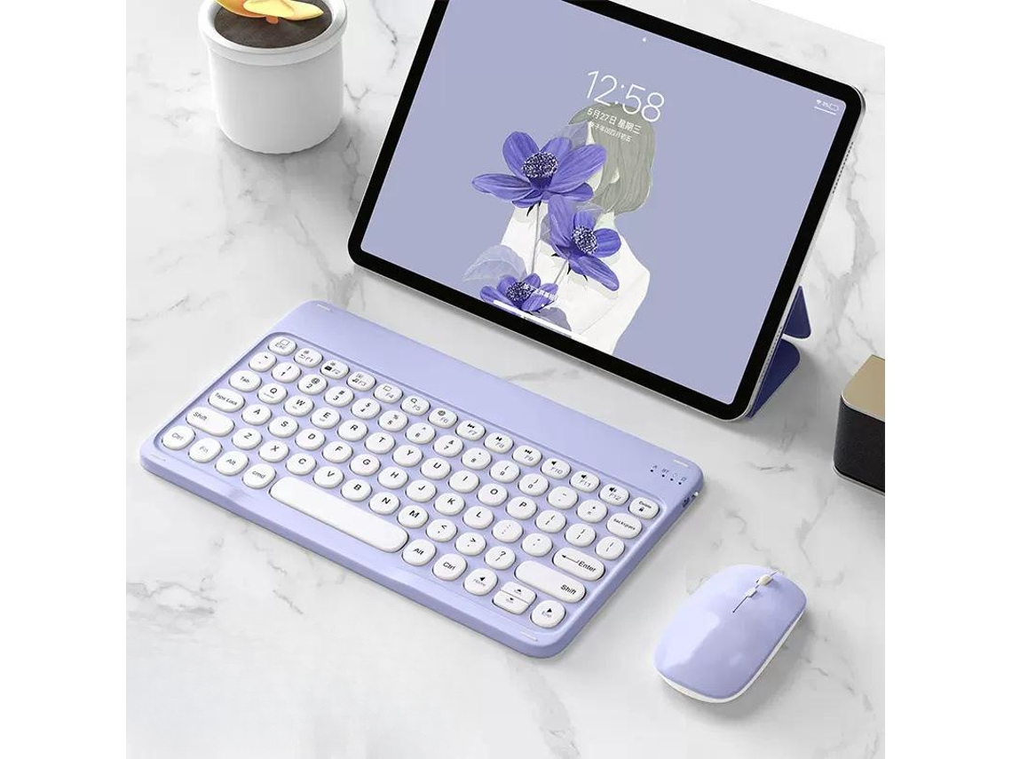 Combinação De Teclado E Mouse Sem Fio Bluetooth De 10 Polegadas Cuich (roxo)